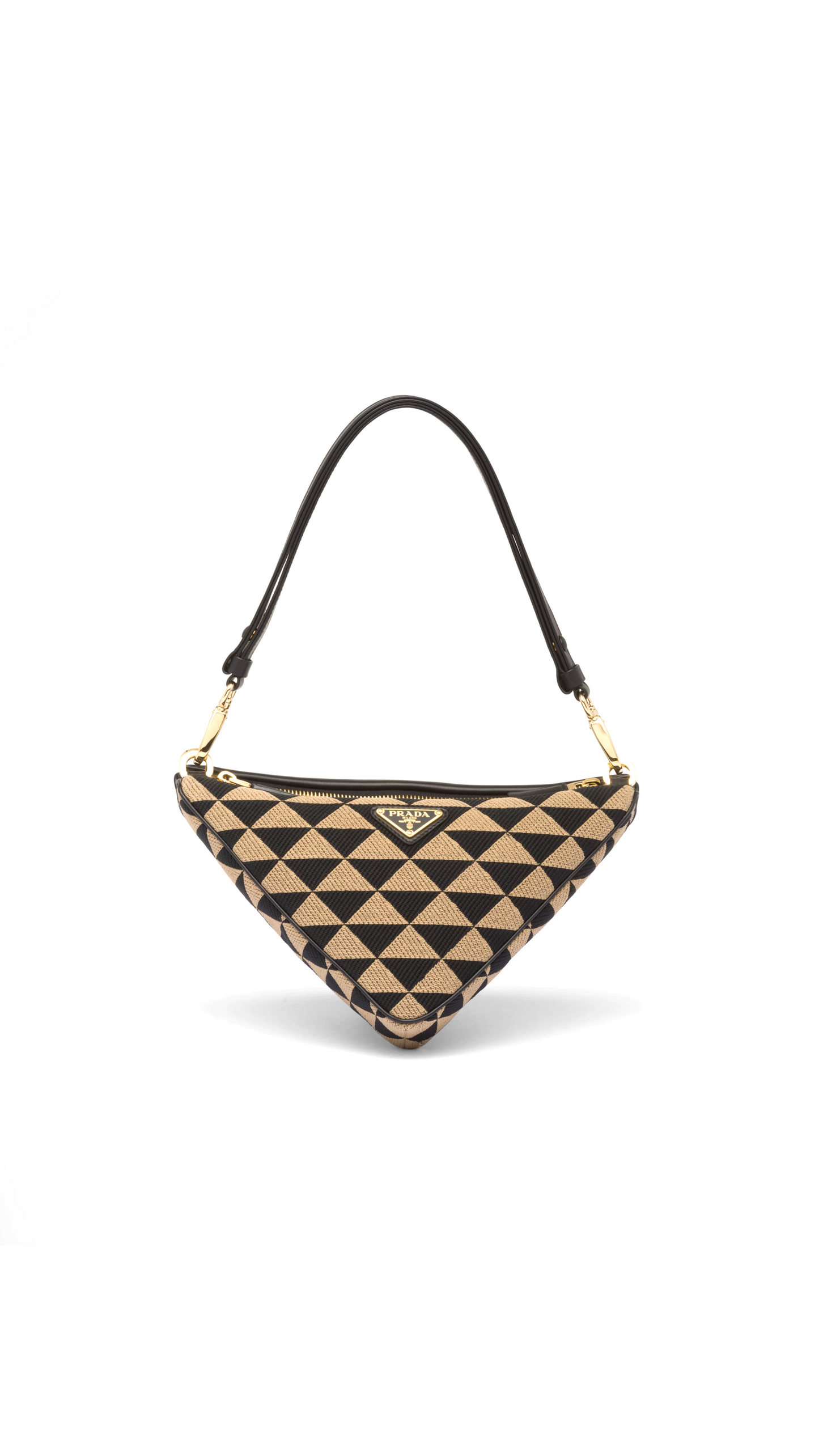 Prada Symbole Leather and Fabric Mini Bag - Black/Beige