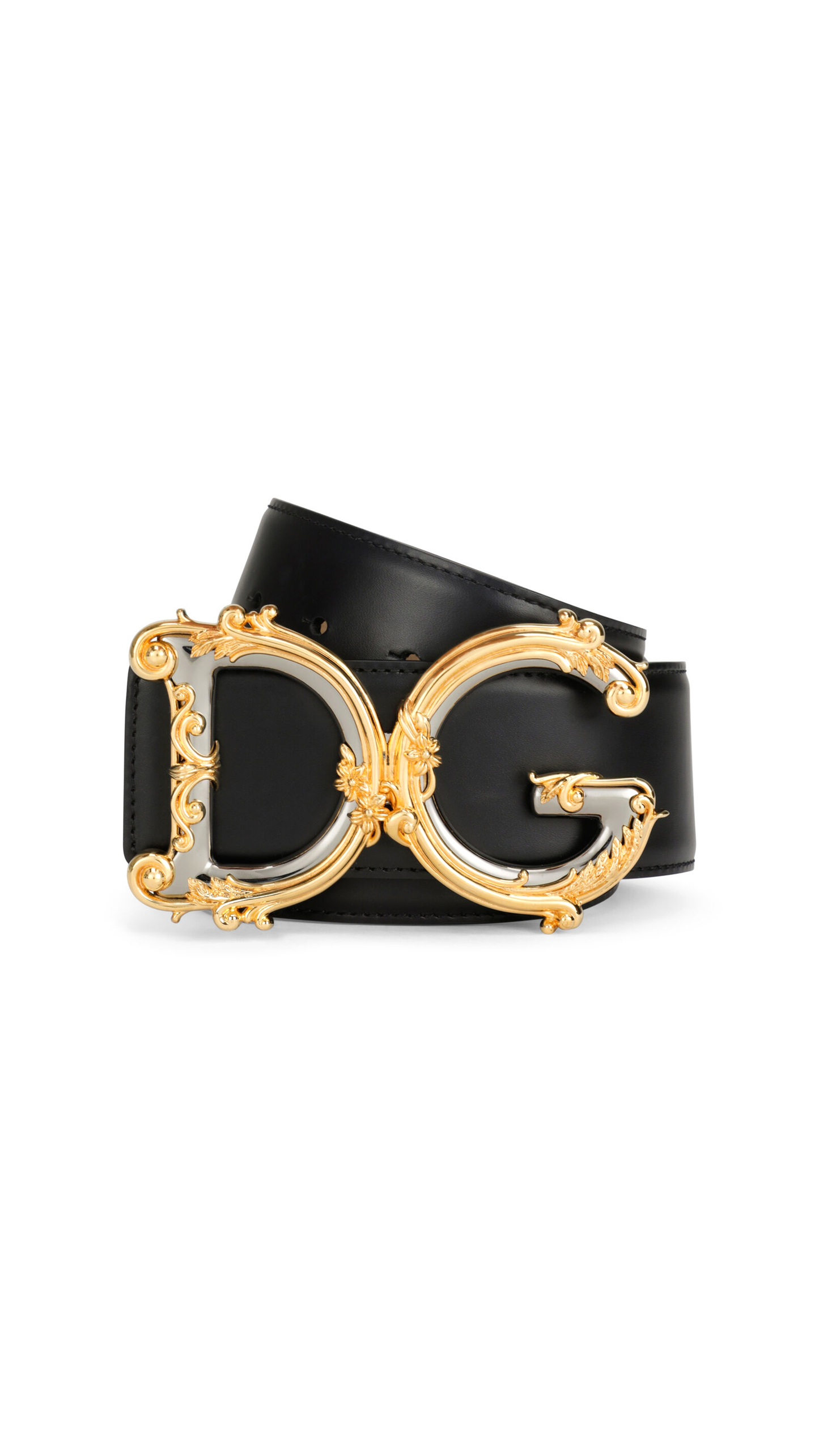 Calskin Belt with Logo - Black