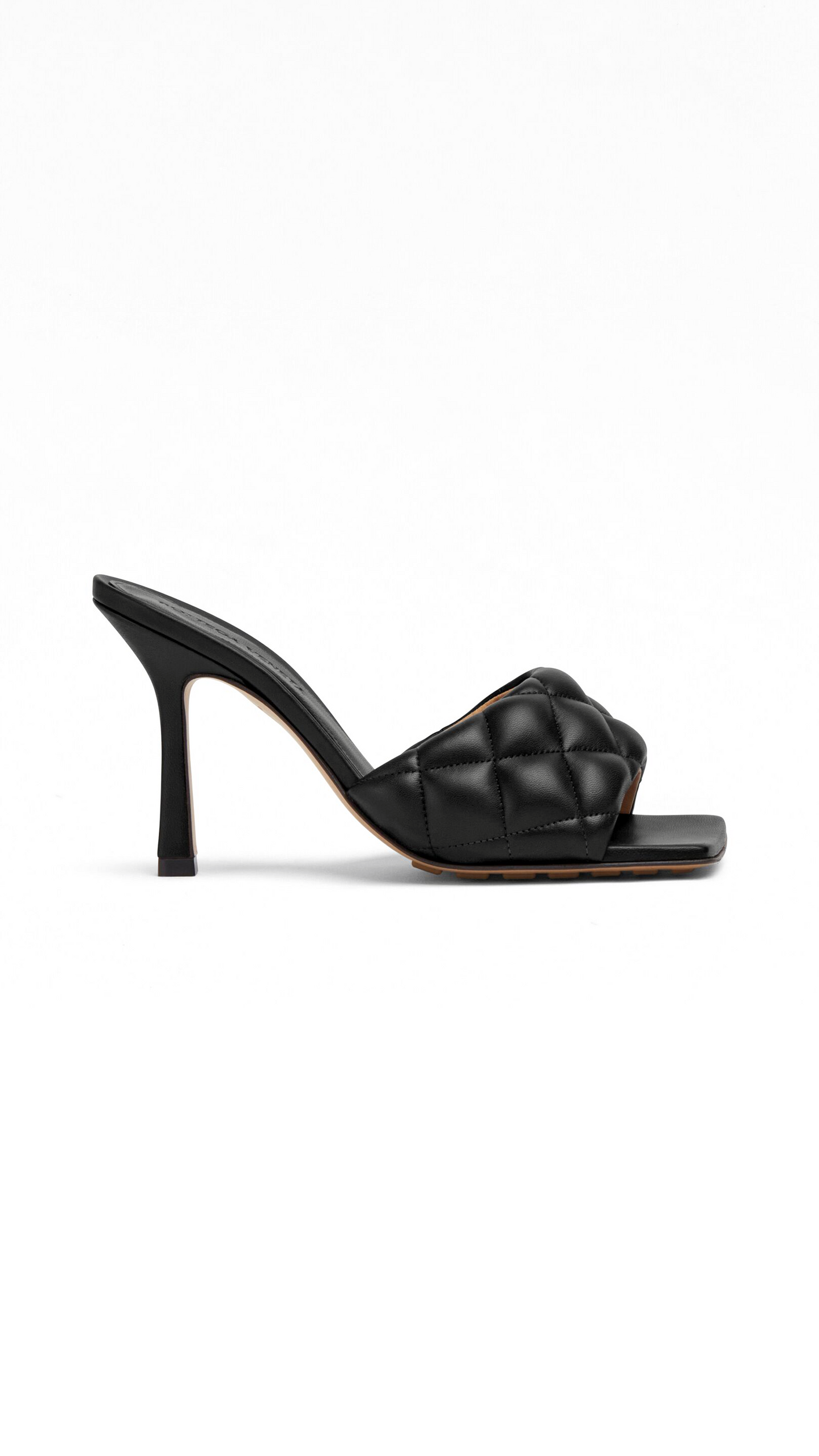 Matelassé Padded Leather Sandals - Black
