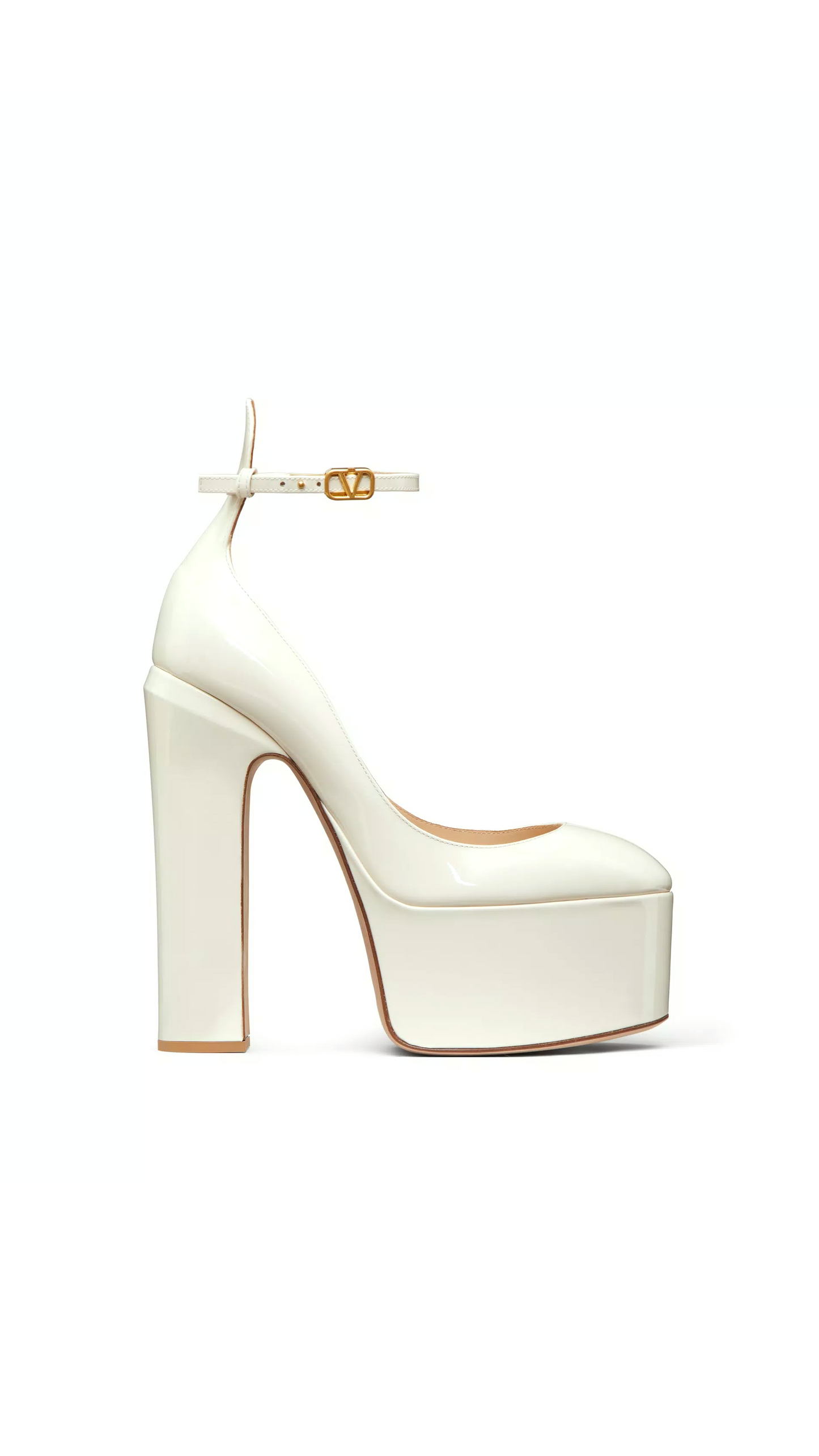 Tan-go Platform Pump in Patent Leather 155mm - Light Ivory