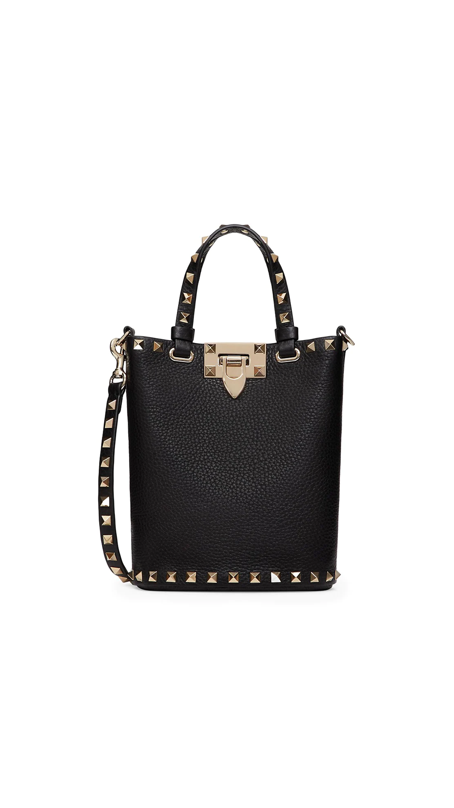 Rockstud Pouch Bucket Bag - Black