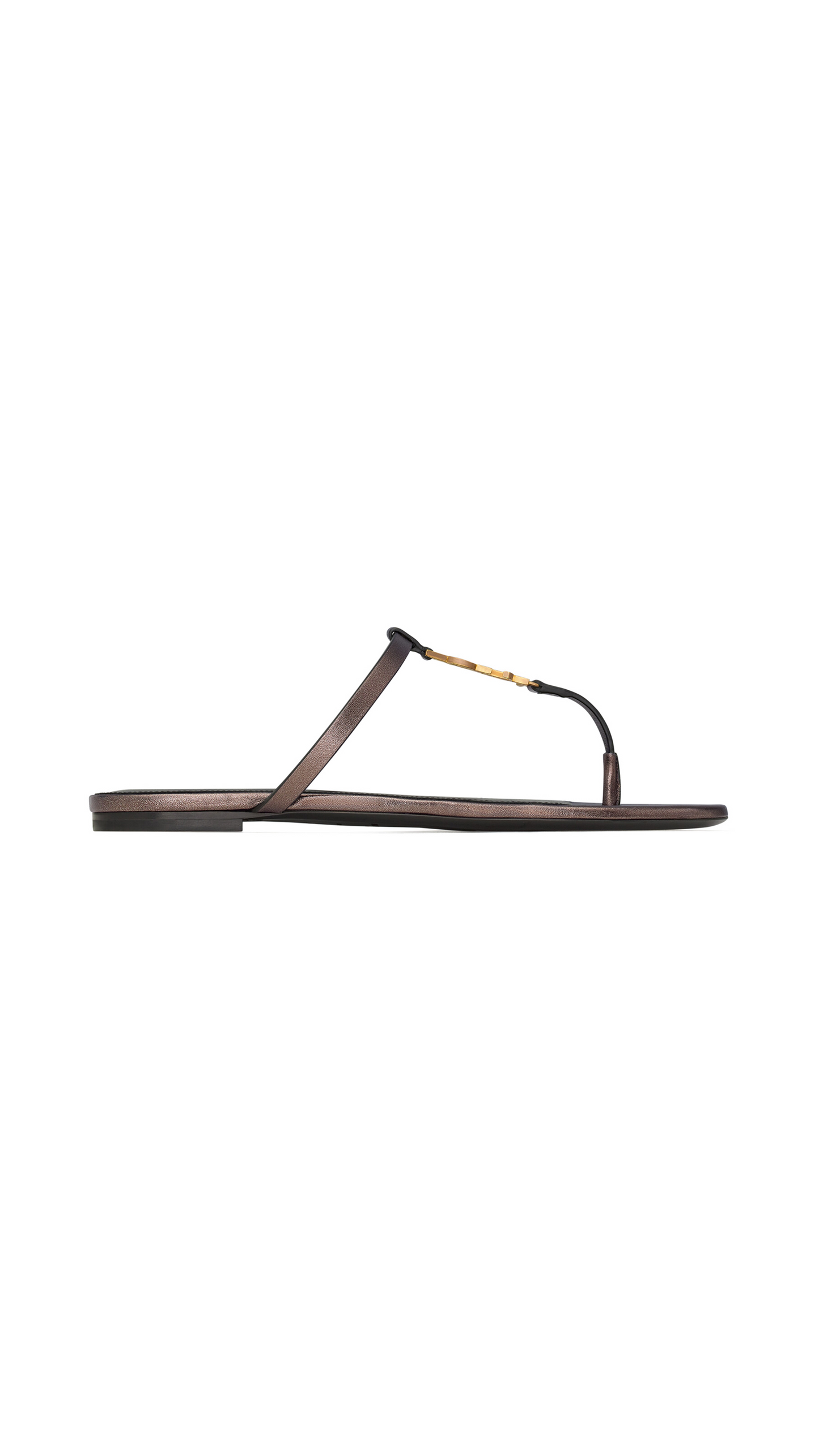 Cassandra Slides in Laminated Metallic Leather - Metal Brown