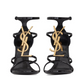 Cassandra Sandals in Patent Leather - Black/Gold
