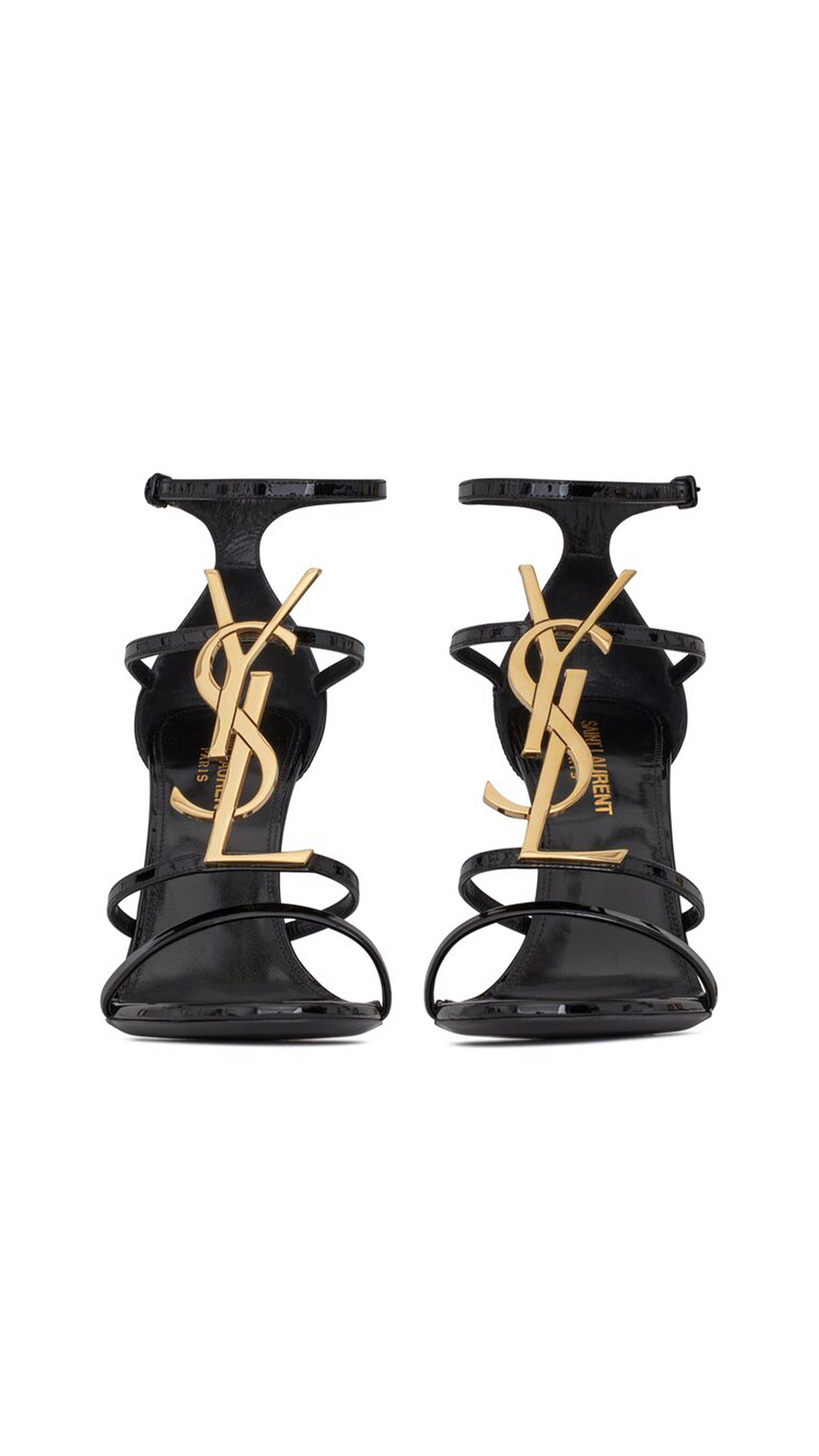 Cassandra Sandals in Patent Leather - Black/Gold