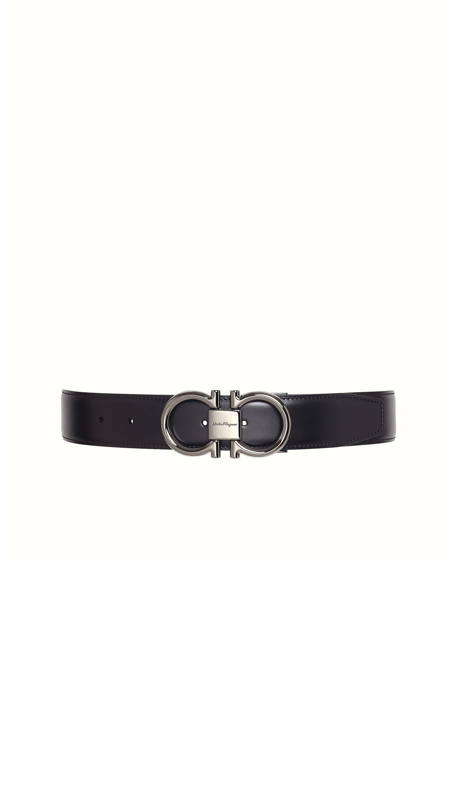 Reversible and Adjustable Gancini Belt - Black