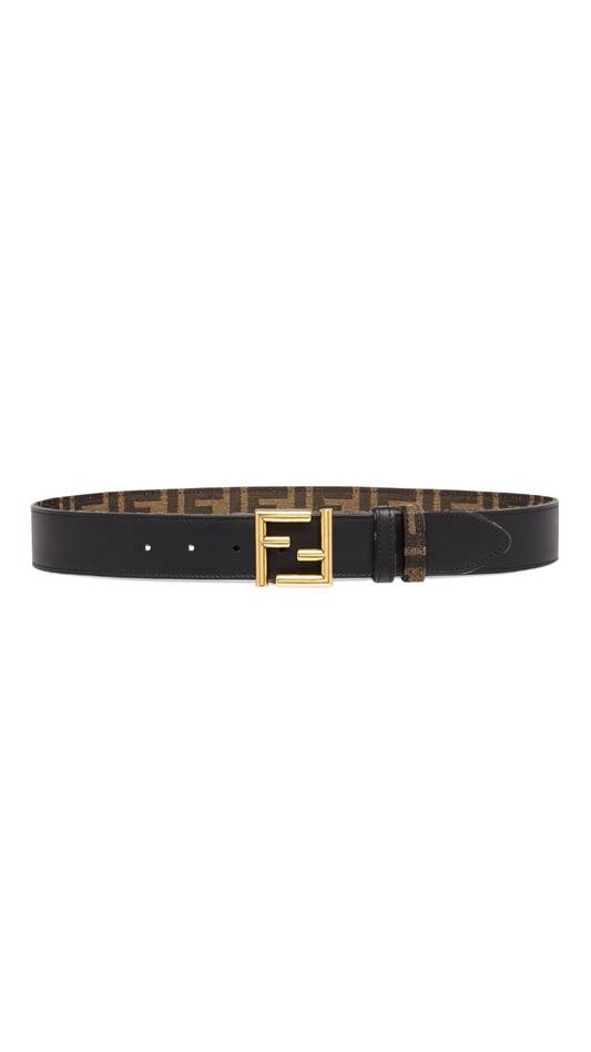 FF Fabric and Leather Reversible Belt - Brown