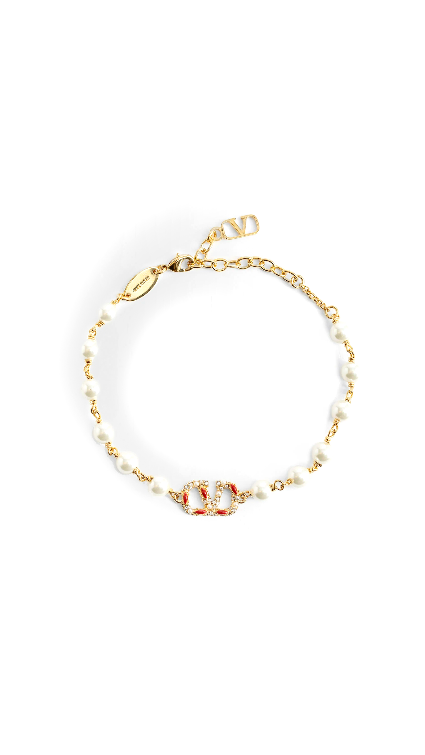 Vlogo Signature Bracelet With Pearls - Gold