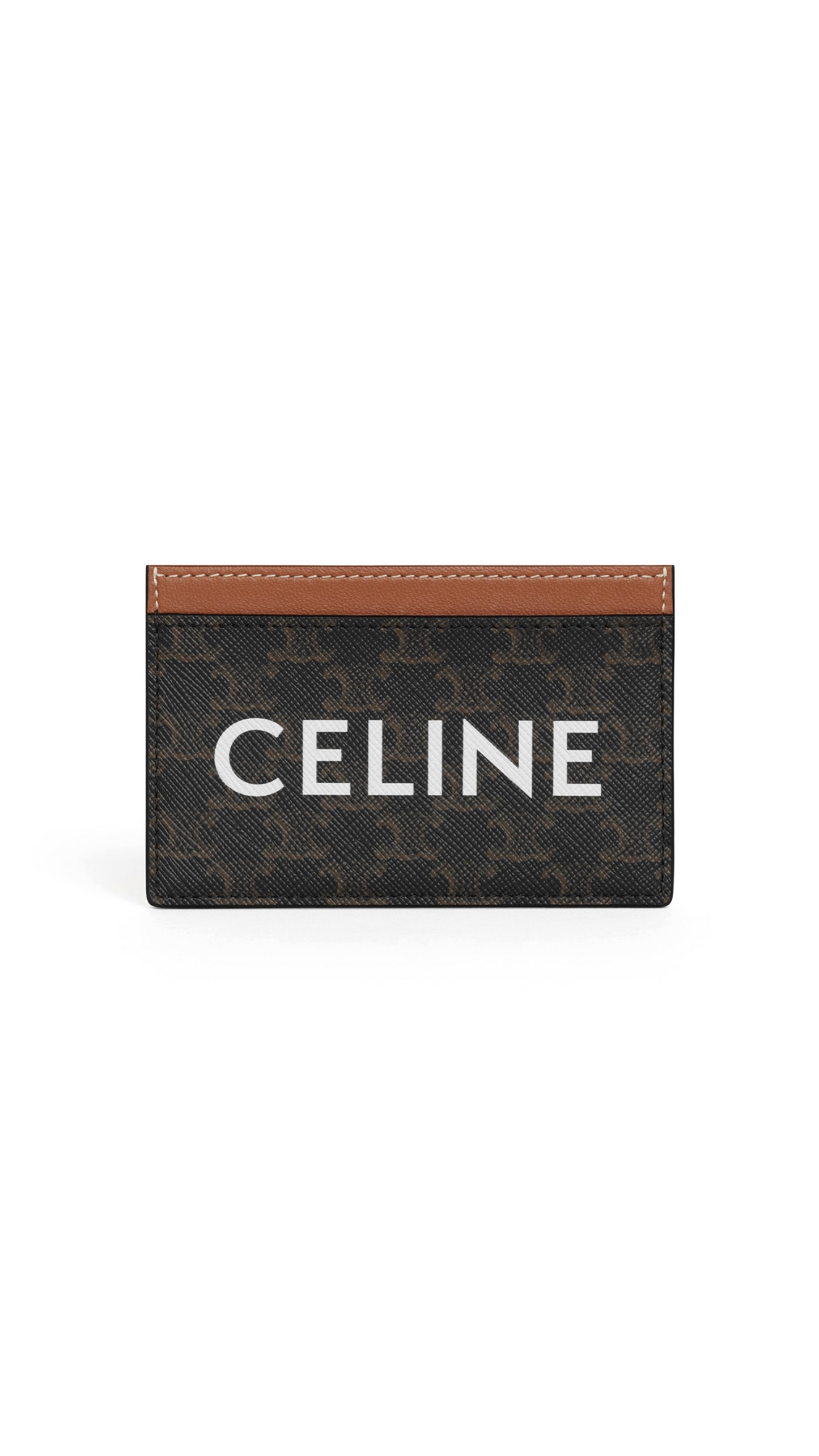 Card Holder in Triomphe Canvas with Celine Print - Tan
