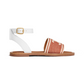 Lympia Sandal in Triomphe Jacquard Canvas & Calfskin - Rust/White