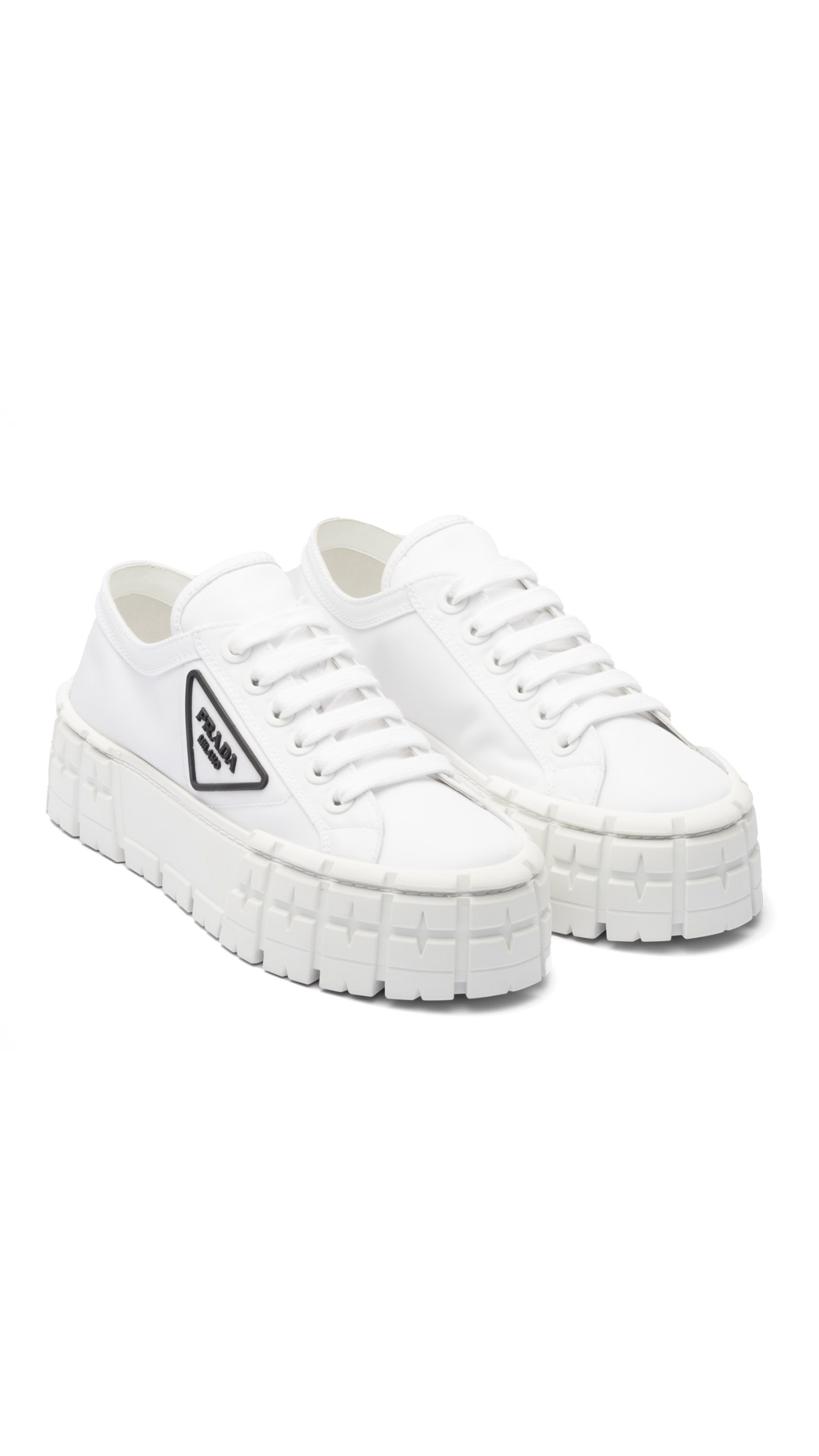 Double Wheel Nylon Gabardine Sneakers - White