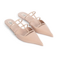 Rockstud Wispy Calfskin Mule 20MM - Rose Cannelle