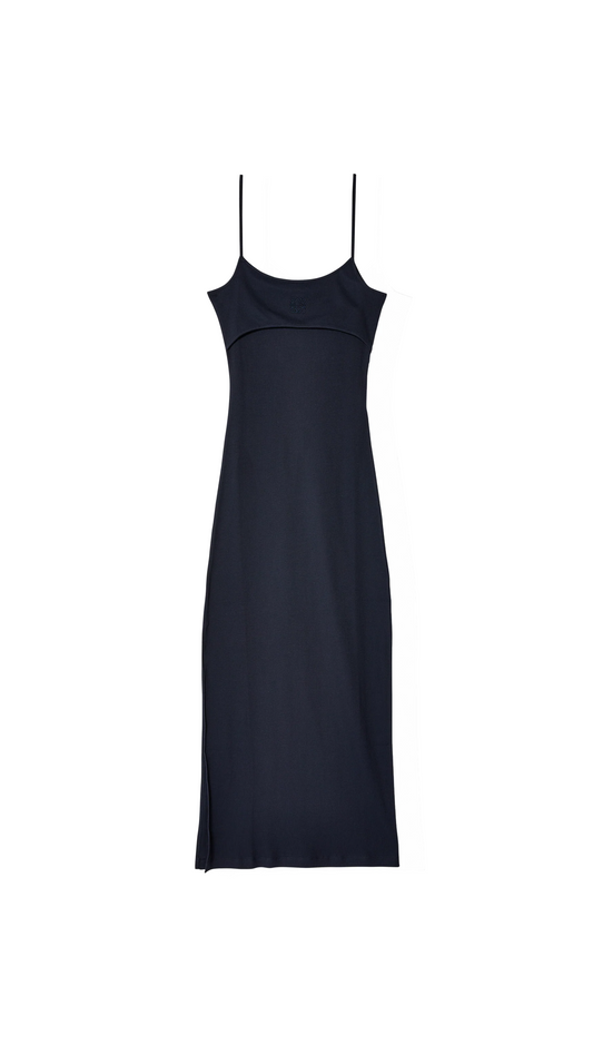 Anagram Strappy Dress in Cotton - Ocean Blue