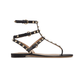Rockstud Calfskin Flat Flip-flop Sandal - Black
