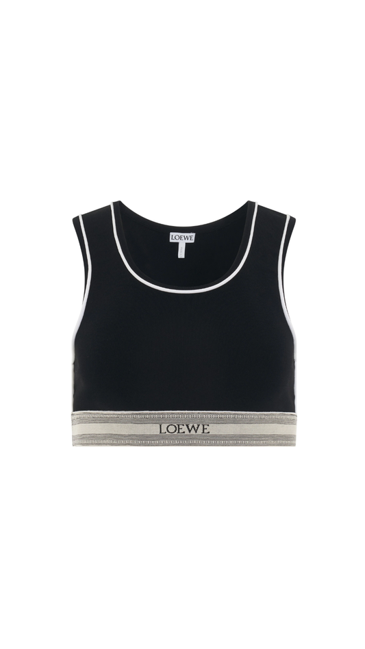 Cropped Tank Top in Viscose Blend - Black