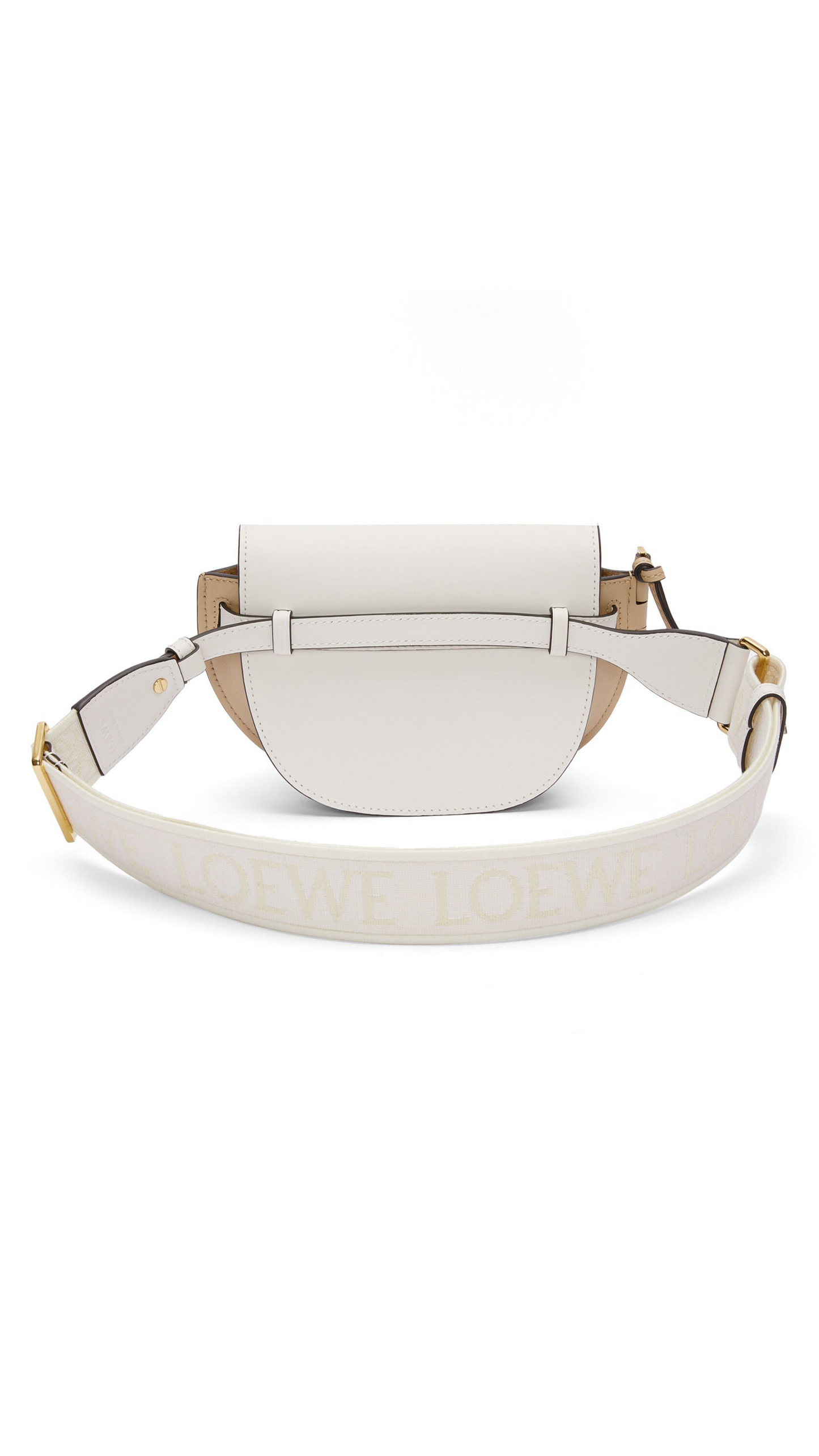 Mini Gate Dual Bag in Soft Calfskin and Jacquard - Soft White/Paper Craft