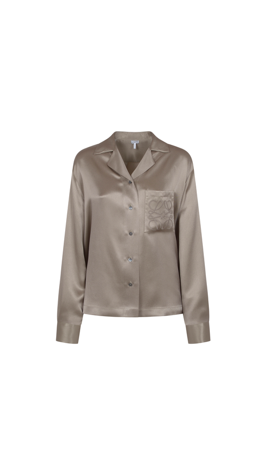 Pyjama Blouse in Silk - Laurel Green