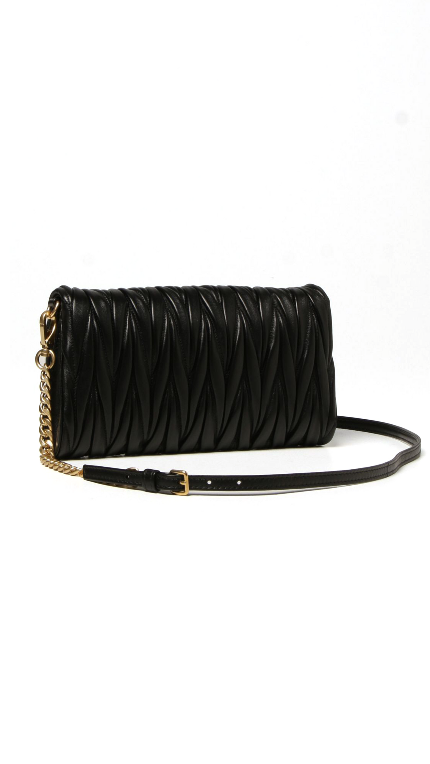 Matelassé Crossbody Bag in Nappa Leather - Black