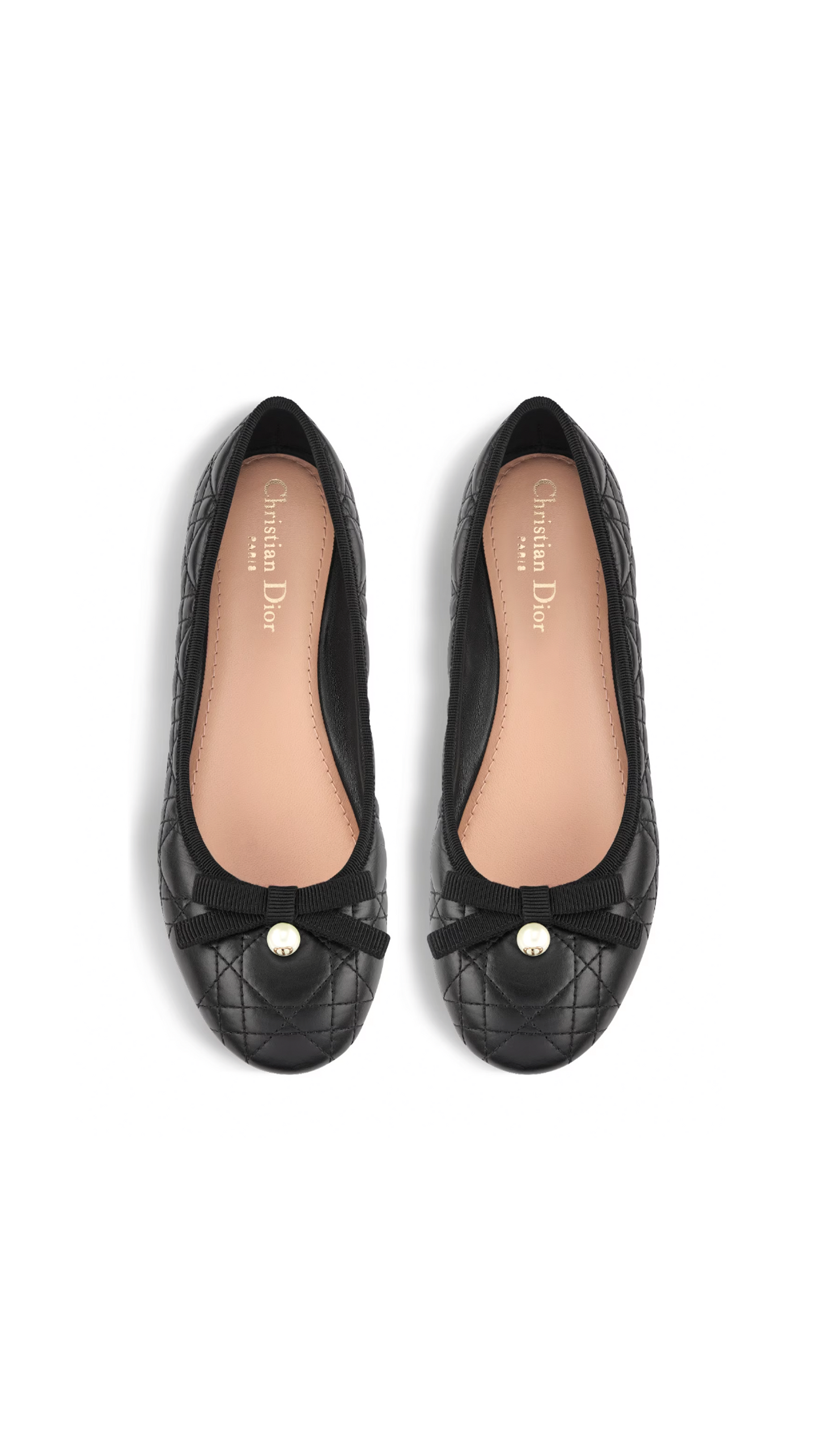 Quilted Cannage Ballerina Flat - Black