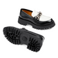 Lug Loafers with GG Chain - Black/White
