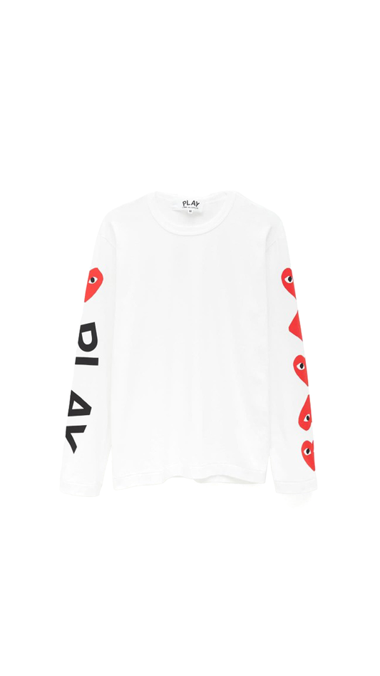 Multi-Heart Long-Sleeve T-Shirt - White