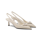Patent Leather Slingback Pumps - Ivory