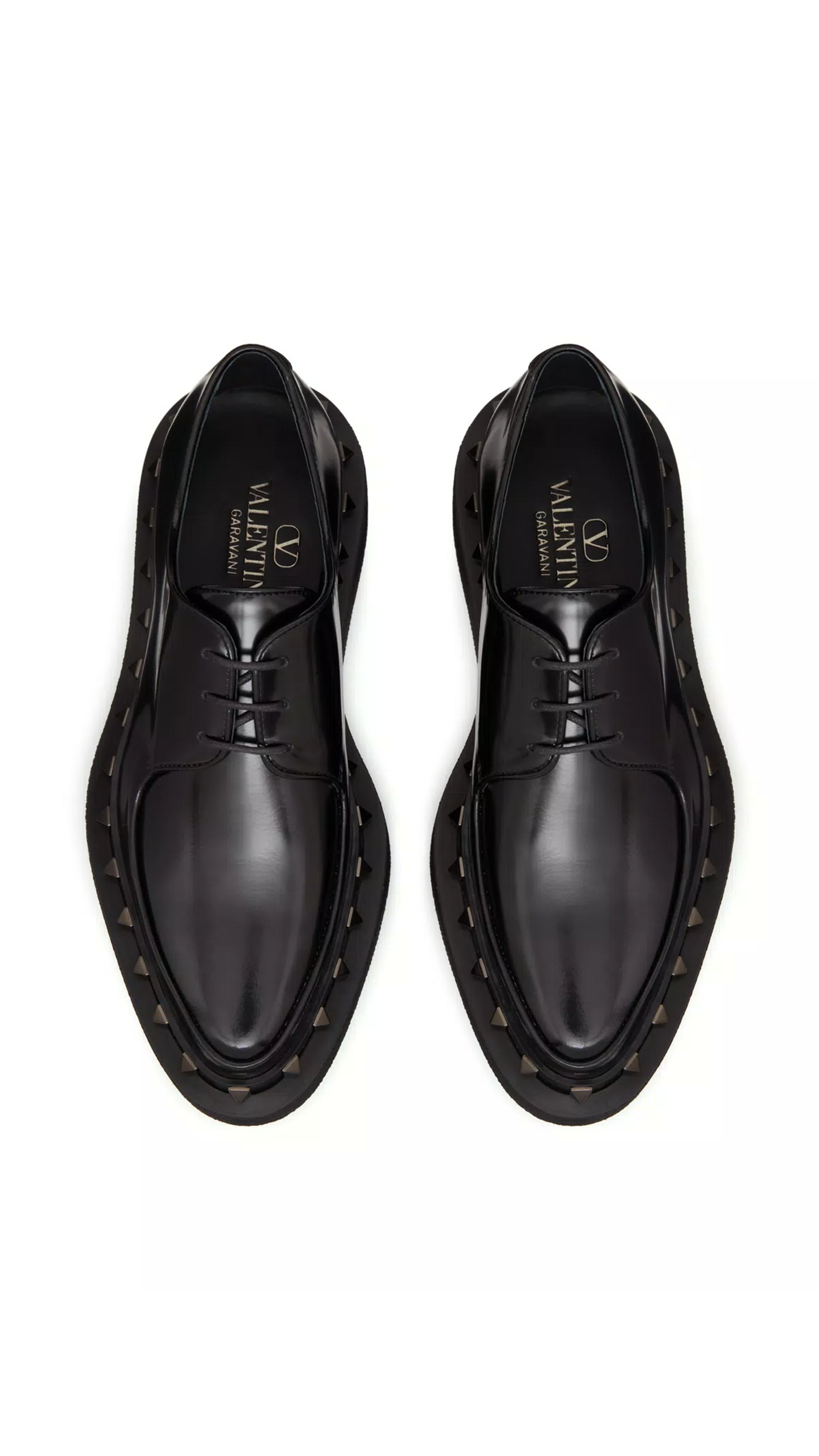 Rockstud M-Way Calfskin Derby with Matching Studs - Black