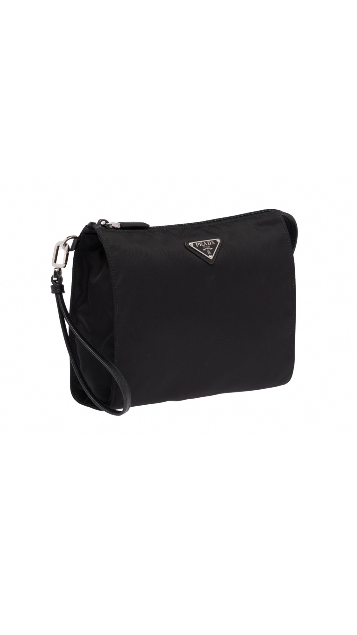 Re-Nylon and Saffiano Leather Necessaire - Black