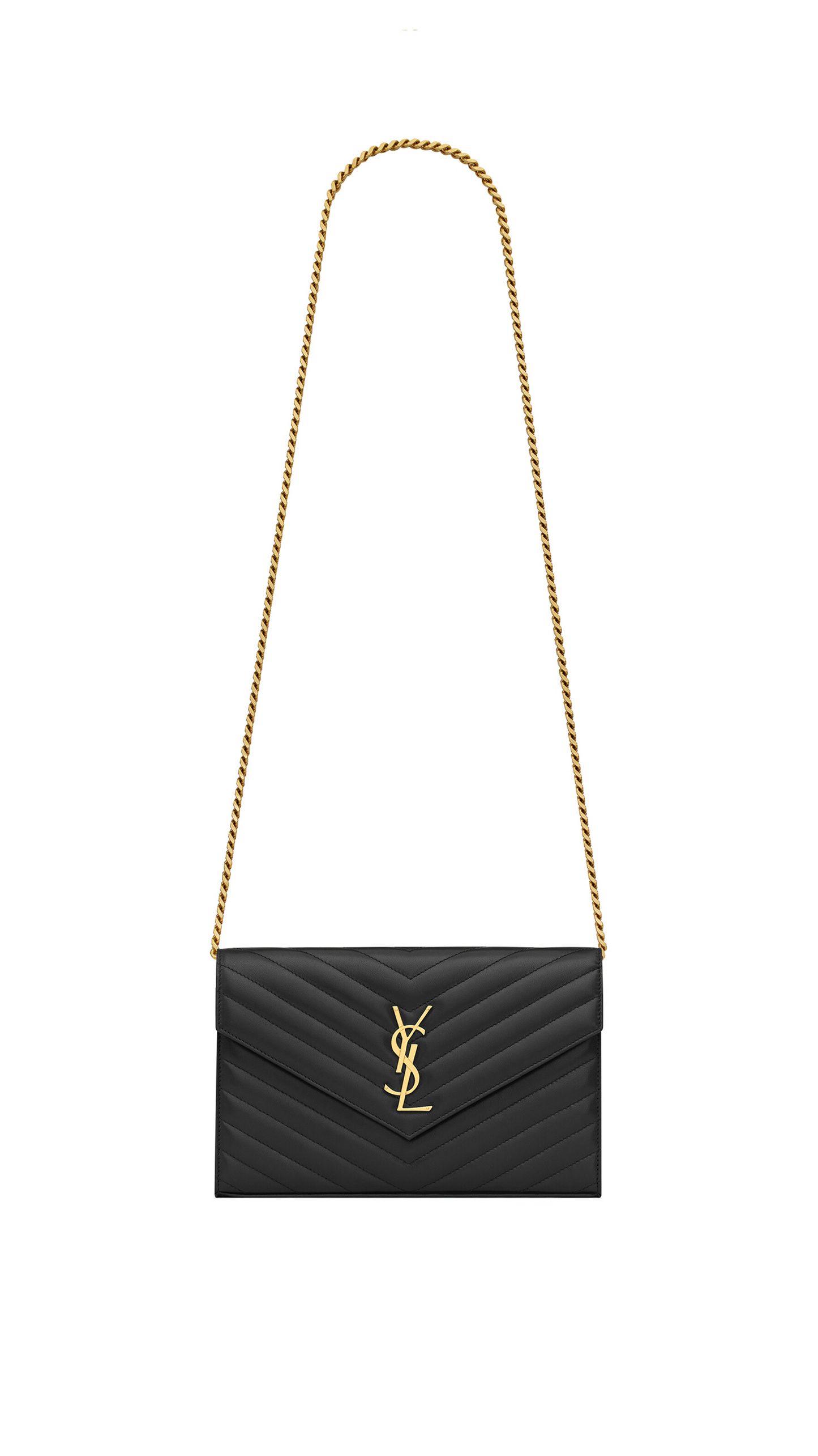 Cassandre Matelassé Chain Wallet in Lambskin - Black