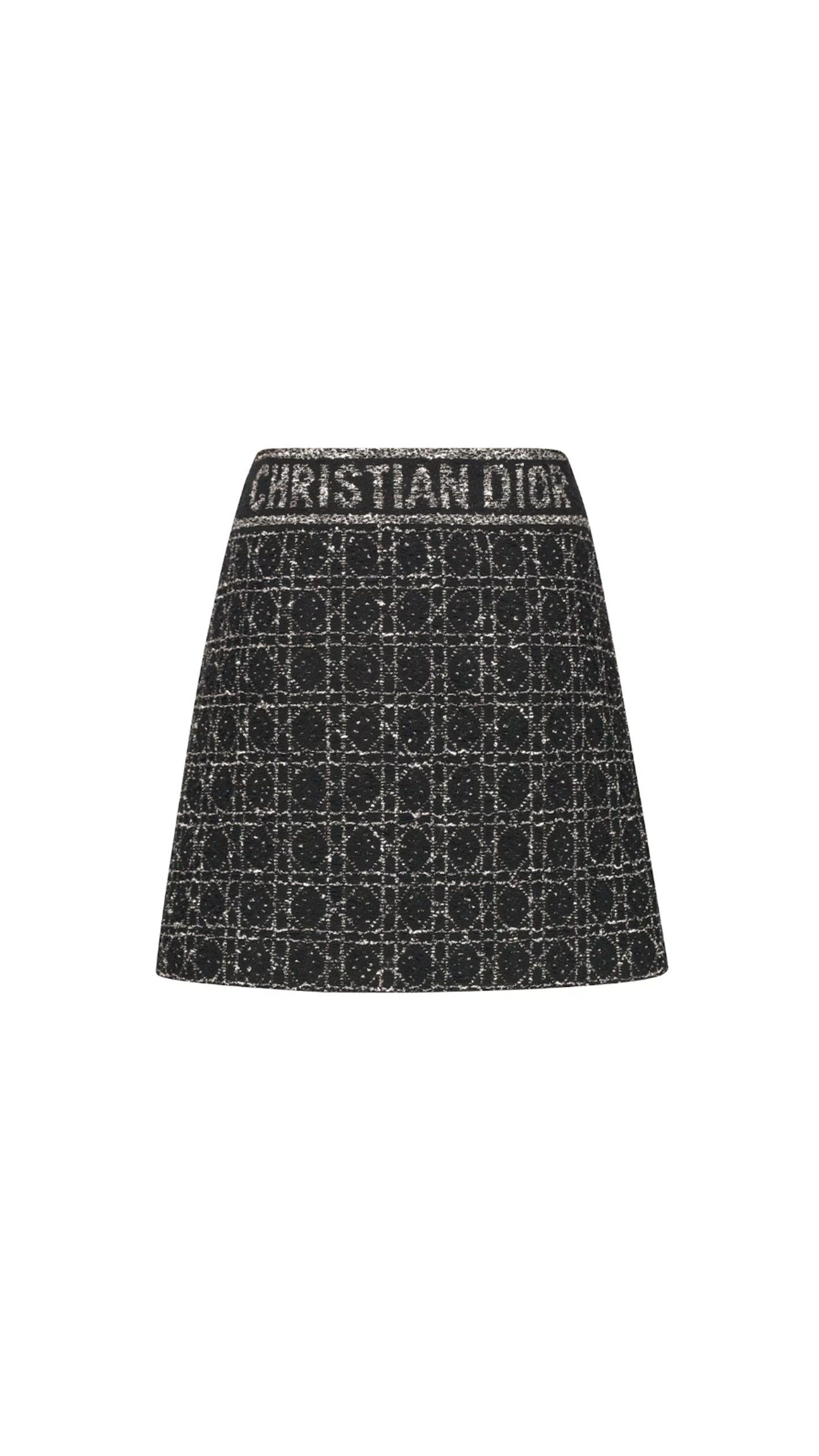 Macrocannage Flared Miniskirt - Black/Silver