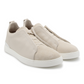 Utility Triple Stitch Sneakers in Mixed Leather - Light Grey