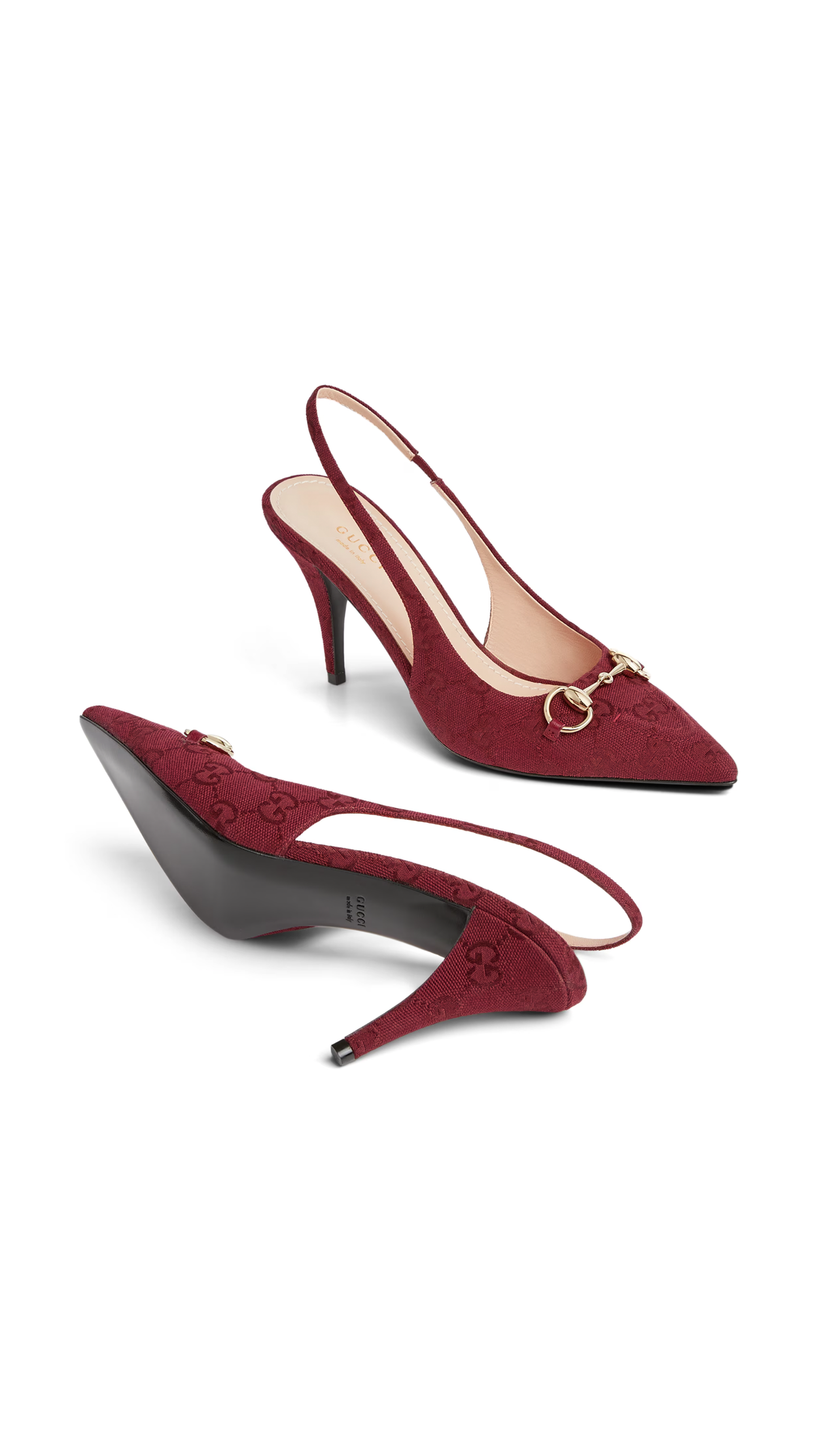 GG Canvas Slingback Pumps - Rosso Ancora