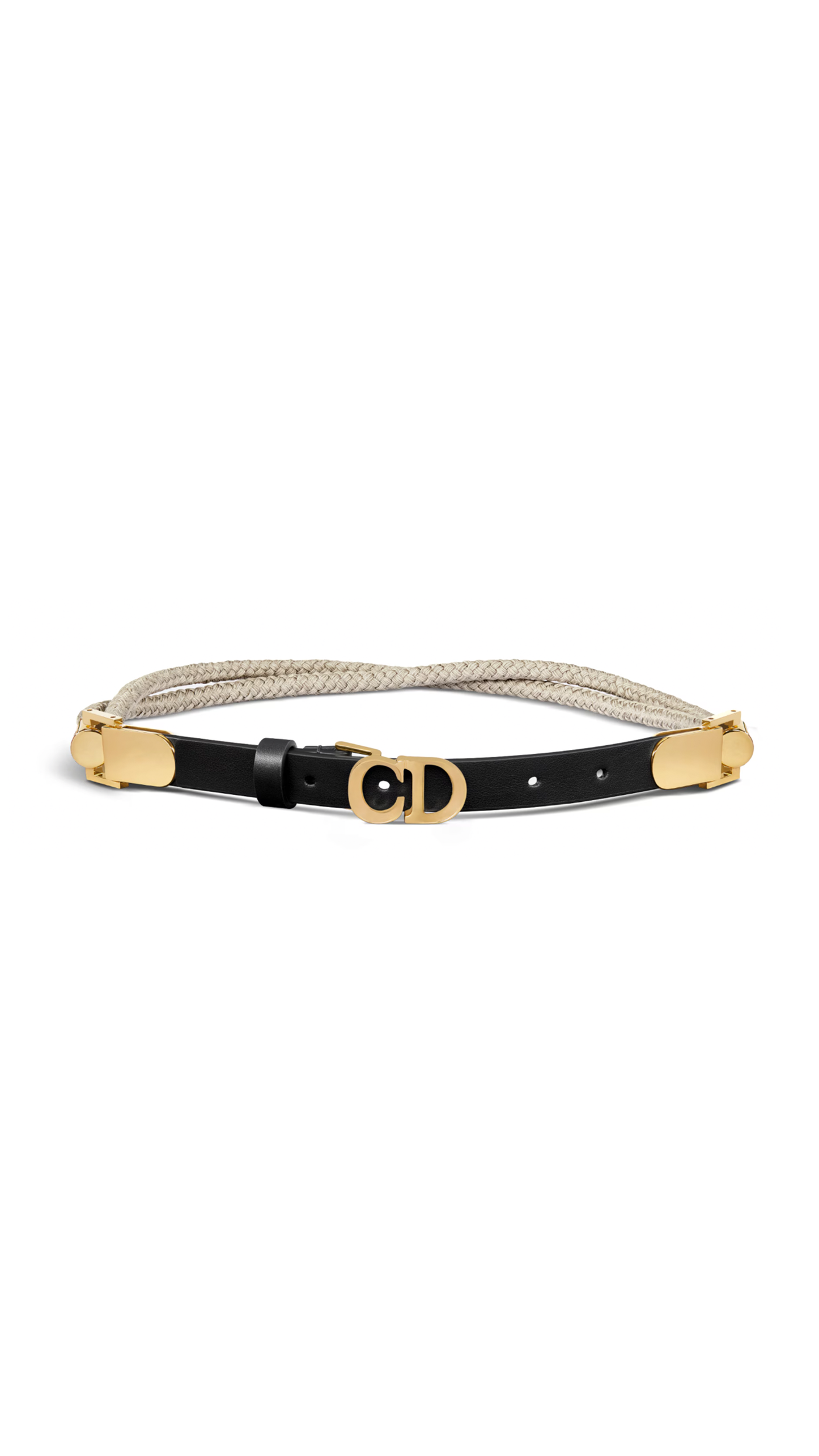 C'est Dior Smooth Calfskin and Rope Belt - Black/Beige