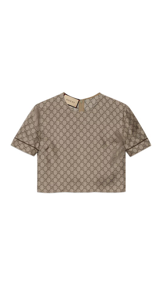GG Supreme Silk T-shirt - Beige/Ebony