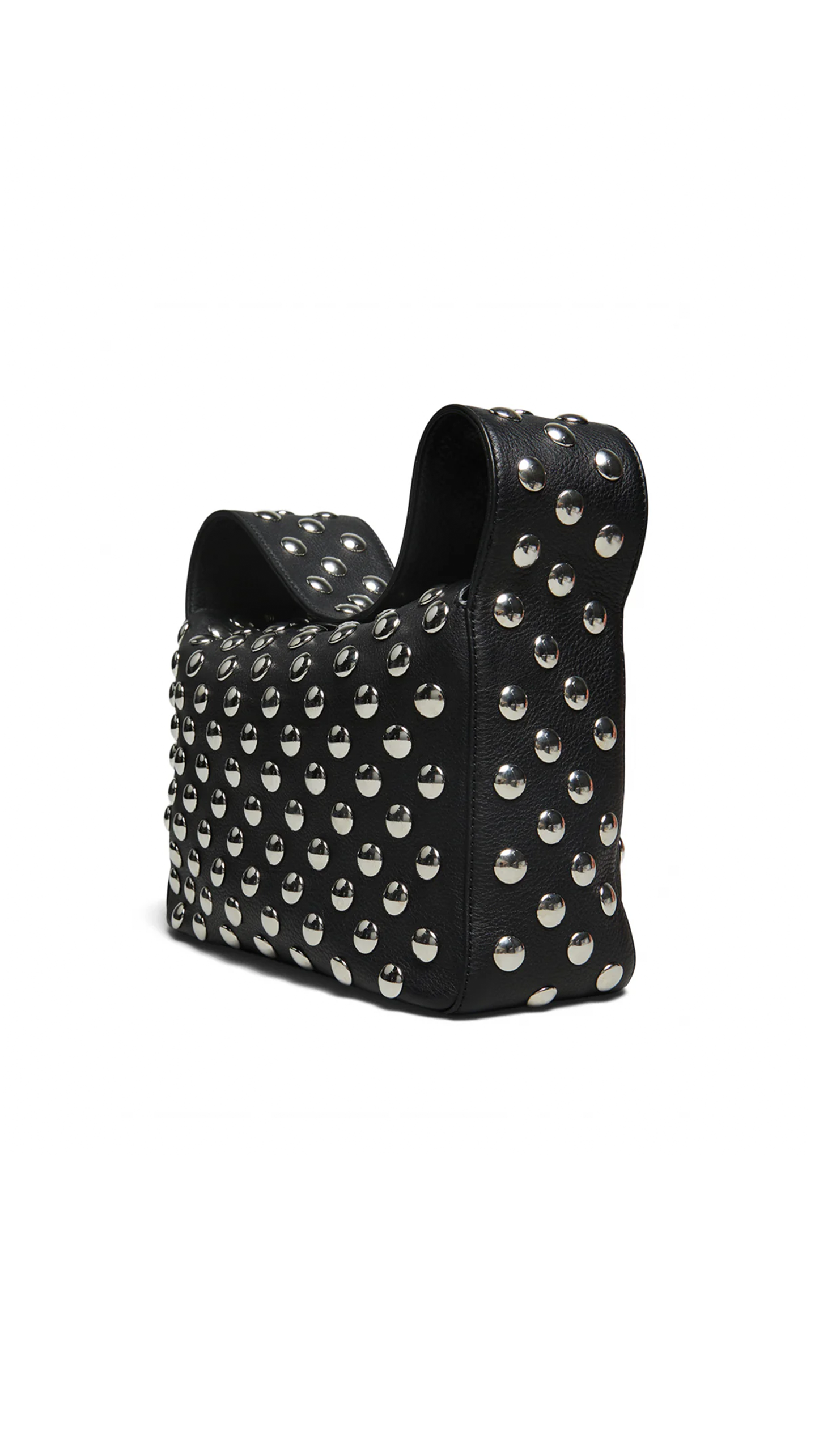 The Elena Bag with Studs in Grained Leather - Black