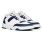 CT-07 Low Lace-up Trainer in Calfskin - Optic White/Navy