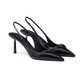 Saffiano Patent Leather Slingback Pumps - Black