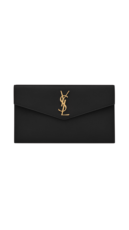 Uptown Pouch in Grain de Poudre Embossed Leather - Black