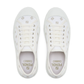 Domino Canvas Sneakers with Silver Embroidery - White