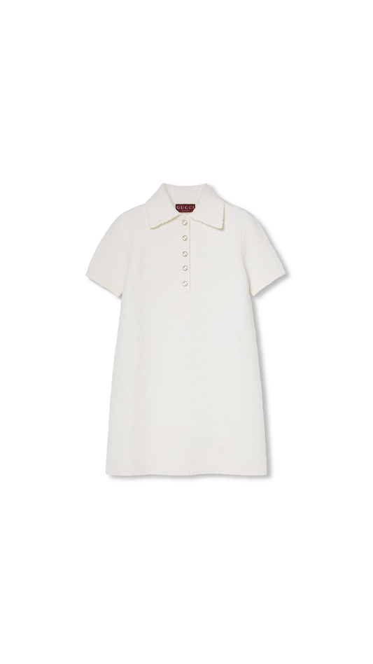 Wool Bouclé Polo Dress - Ivory