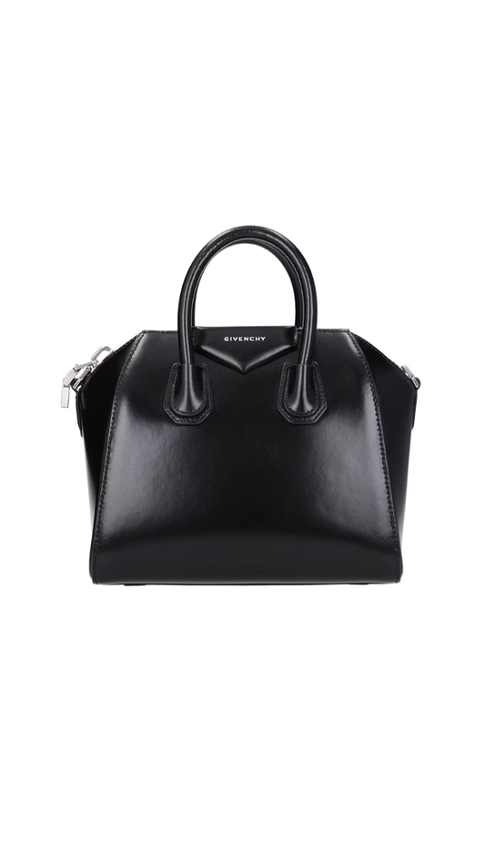 Mini Antigona Bag in Box Leather - Black