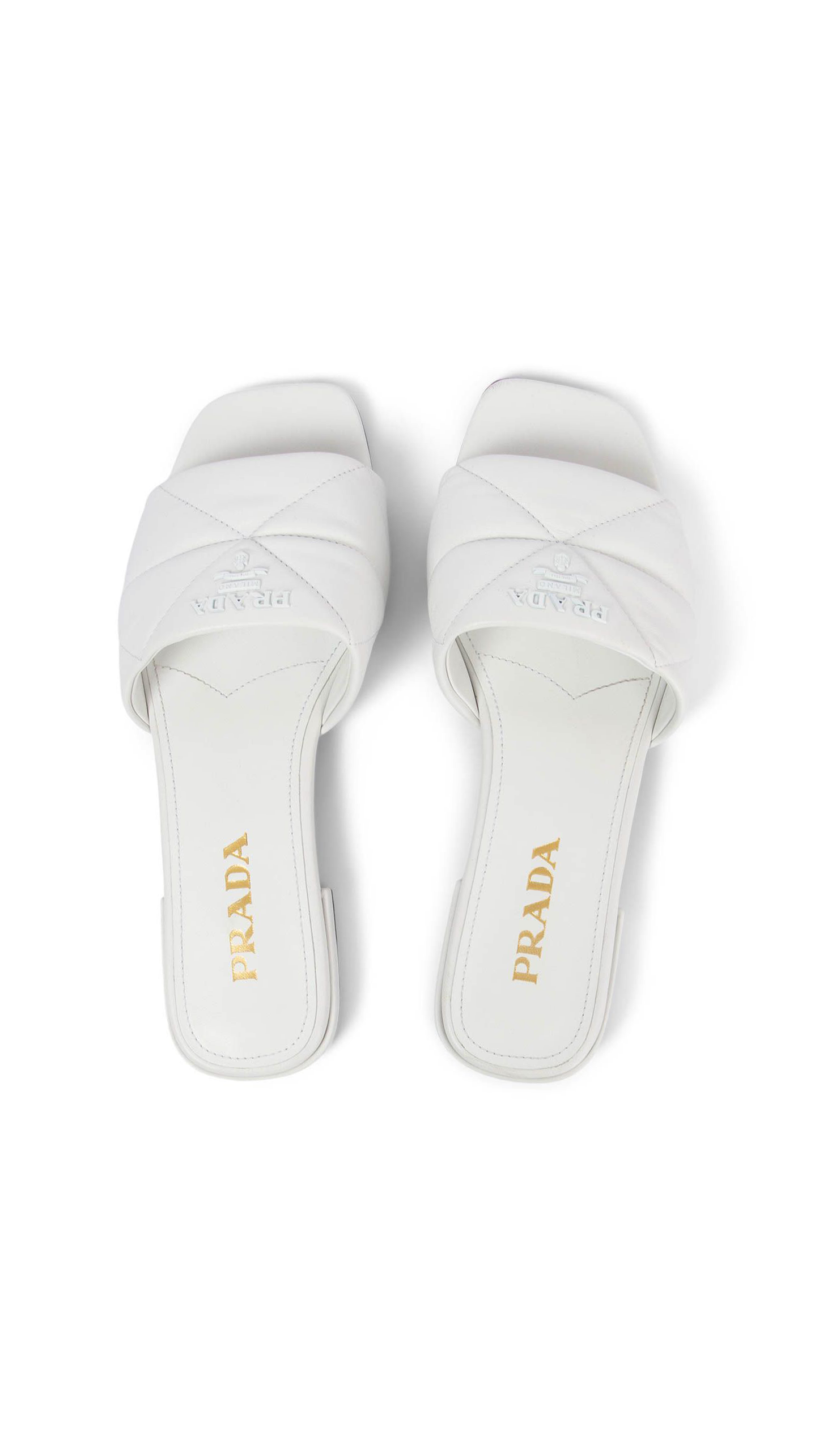 Quilted Nappa Leather Slides - White