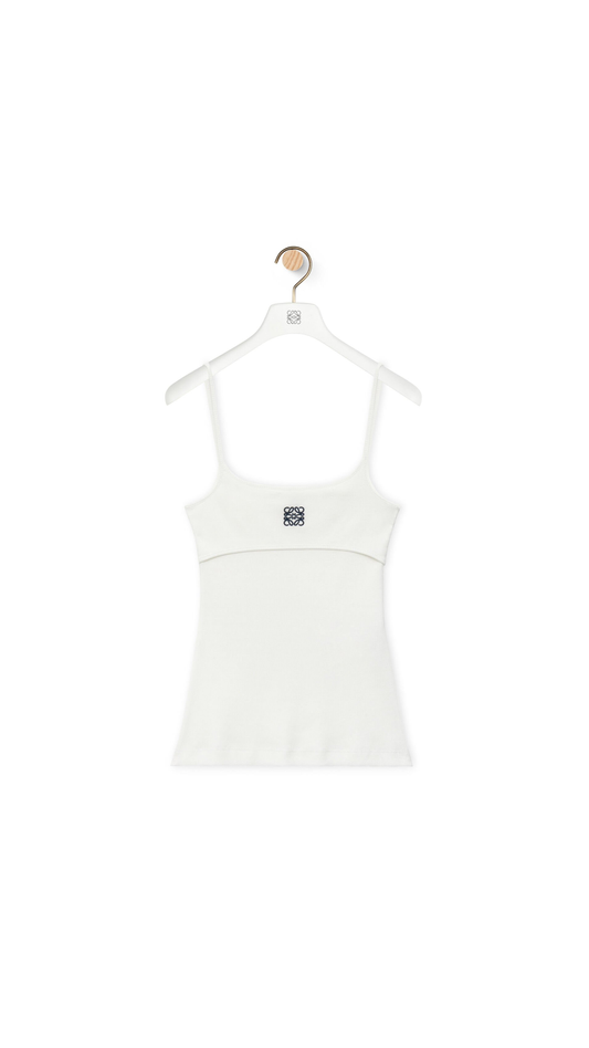 Anagram Strappy Top in Cotton - White