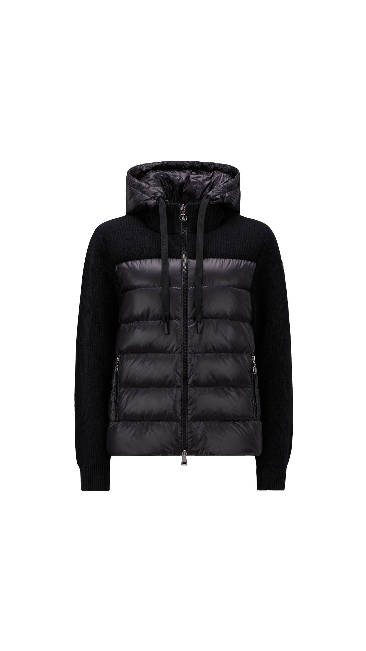 Padded Wool Zip-up Hoodie - Black