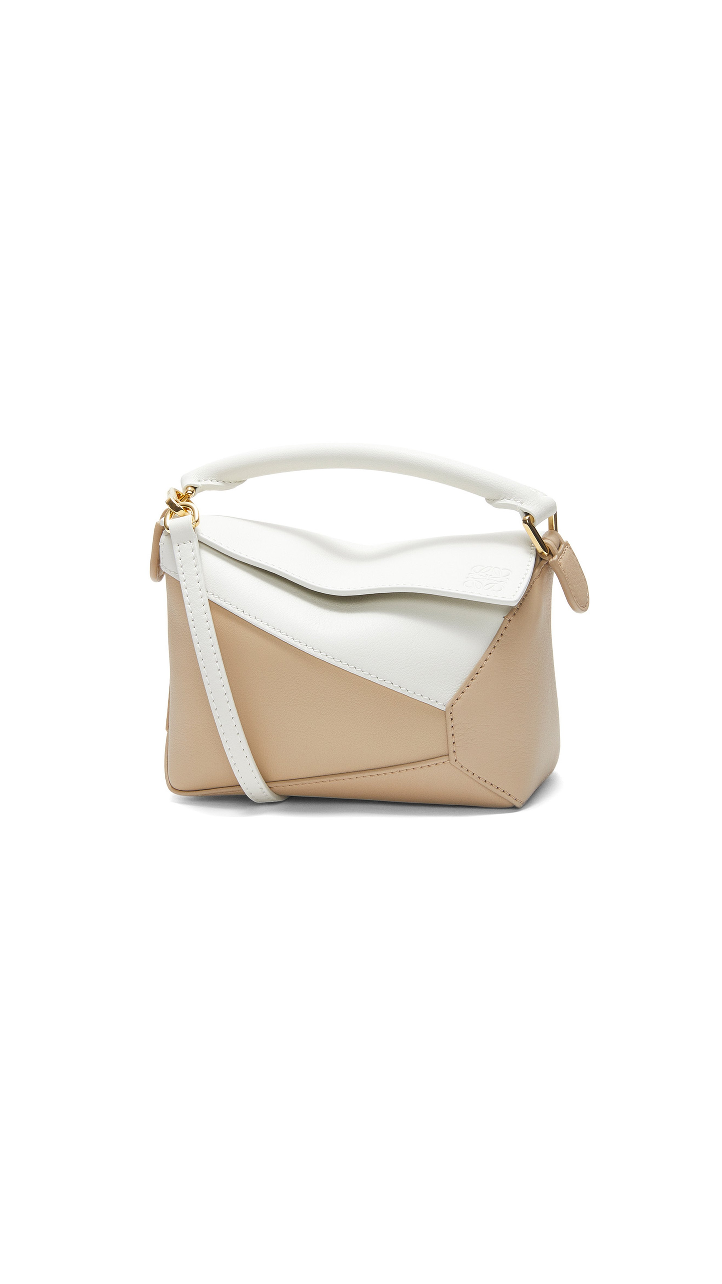 Mini Puzzle Bag in Classic Calfskin - Soft White/Paper Craft