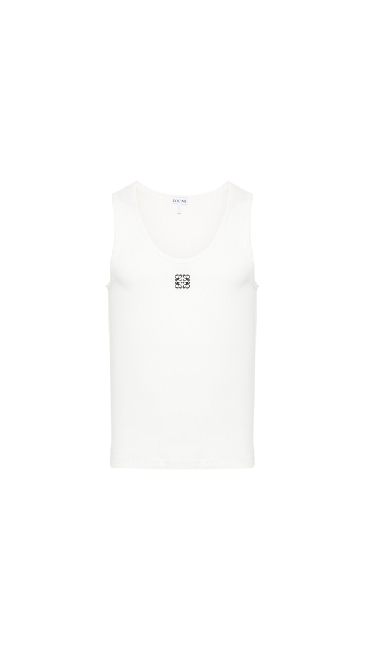 Anagram Tank Top in Cotton - White