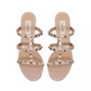 Rockstud Calfskin Leather Slide Sandal 60MM - Poudre