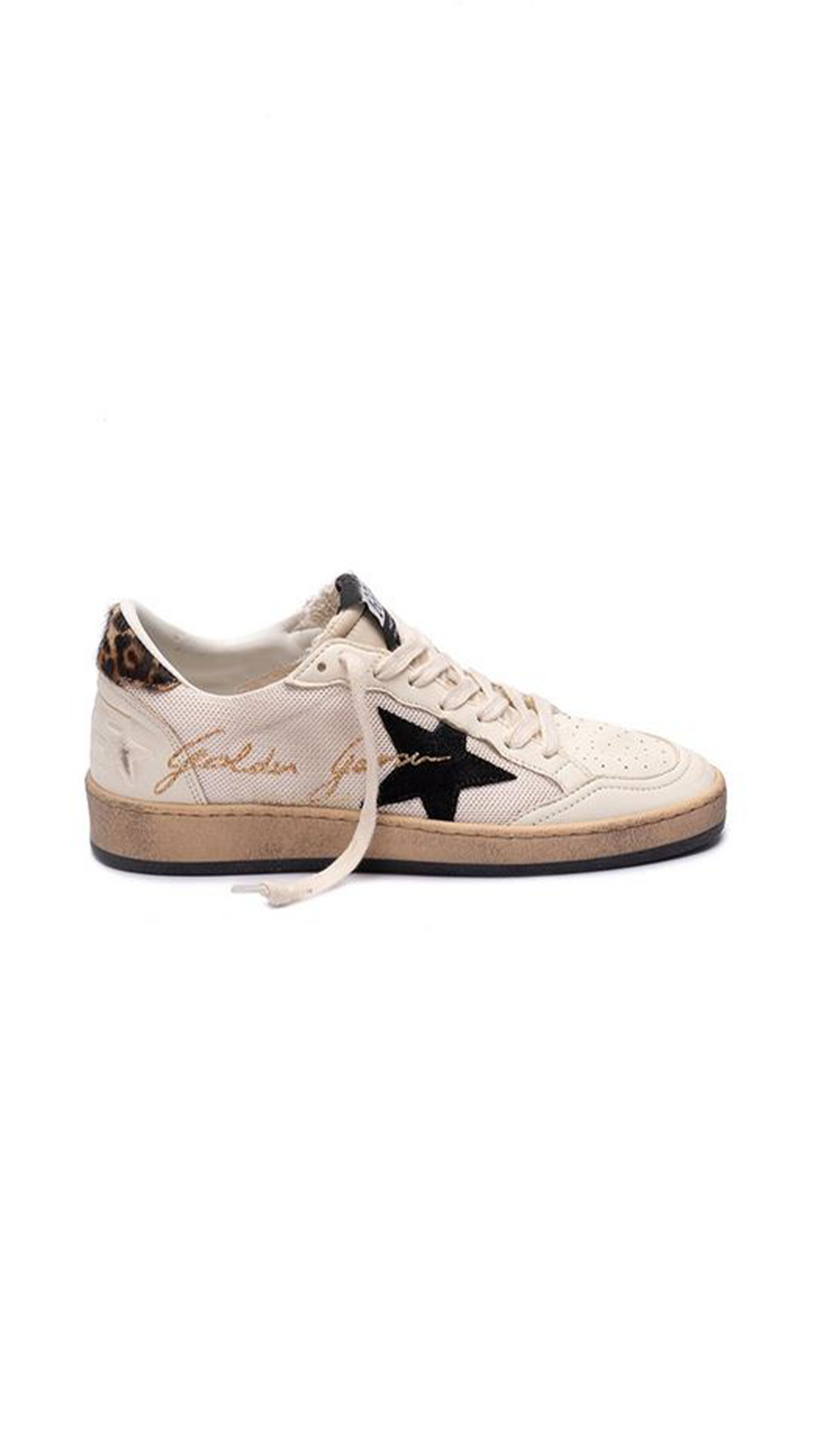 Ball Star Sneakers - White/Black/Leopard