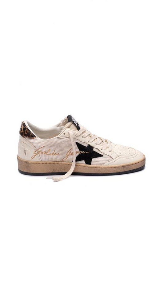 Ball Star Sneakers - White/Black/Leopard