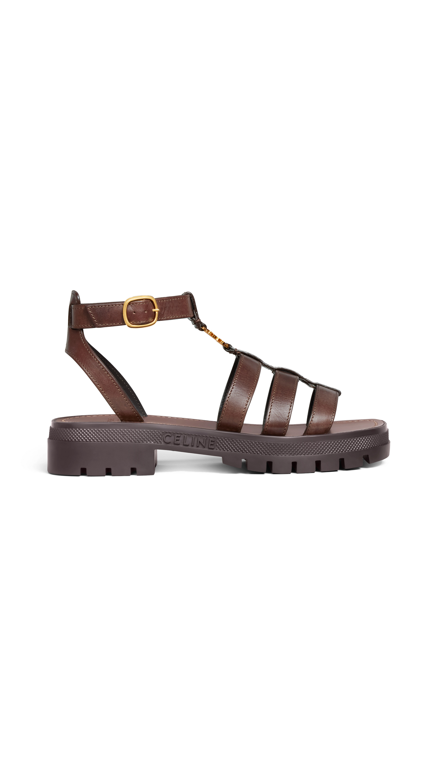 Clea Triomphe Gladiator Sandal in Calfskin - Dark Brown