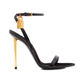 Shiny Leather Padlock Pointy Naked Sandal - Black